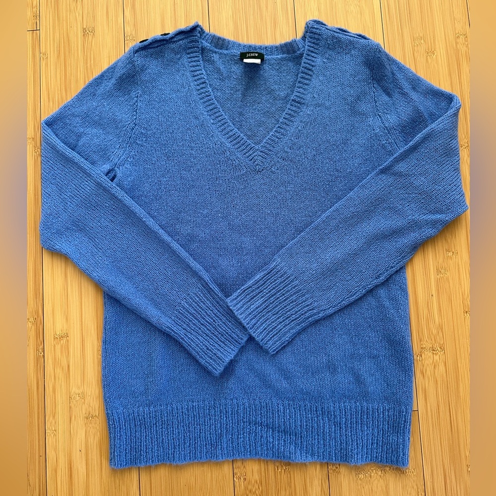 J. Crew Wool Mohair Blue V-Neck Women’s Sweater